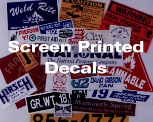 Screen printed decals come with cutom logos and vinyl and polyester, die cut and self-adhesive mylar or polyester for screen print outdoor use